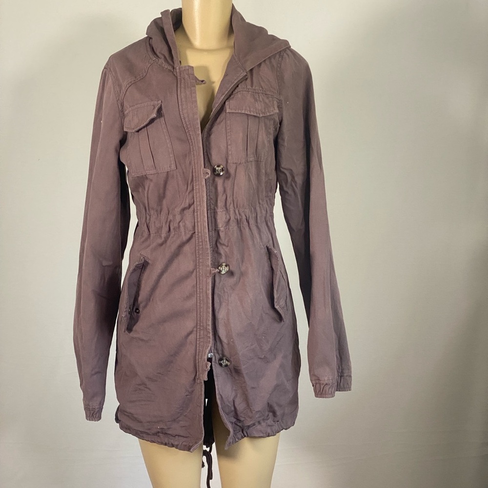 Volcom Purple Utility Jacket with Hood and Drawstring Waist